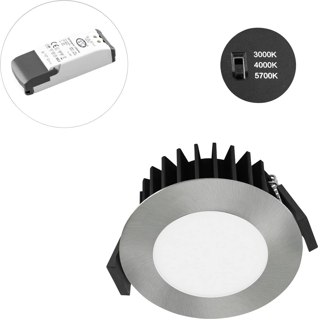 EVN L54N101325 L54N101325 LED-inbyggnadsbelysning LED LED fast installerad 10 W Krom