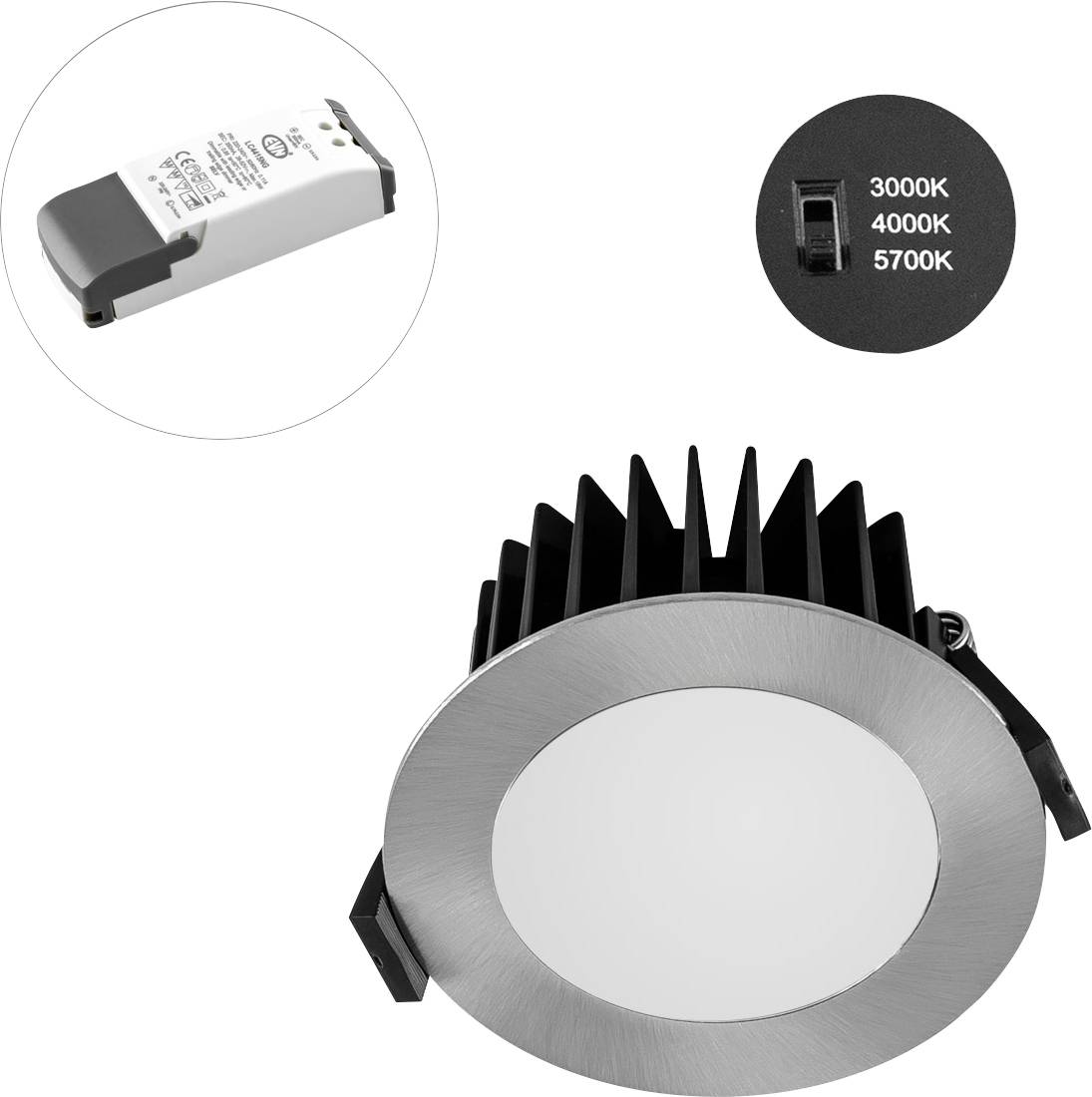 EVN L44N101325 L44N101325 LED-inbyggnadsbelysning LED LED fast installerad 10 W Krom
