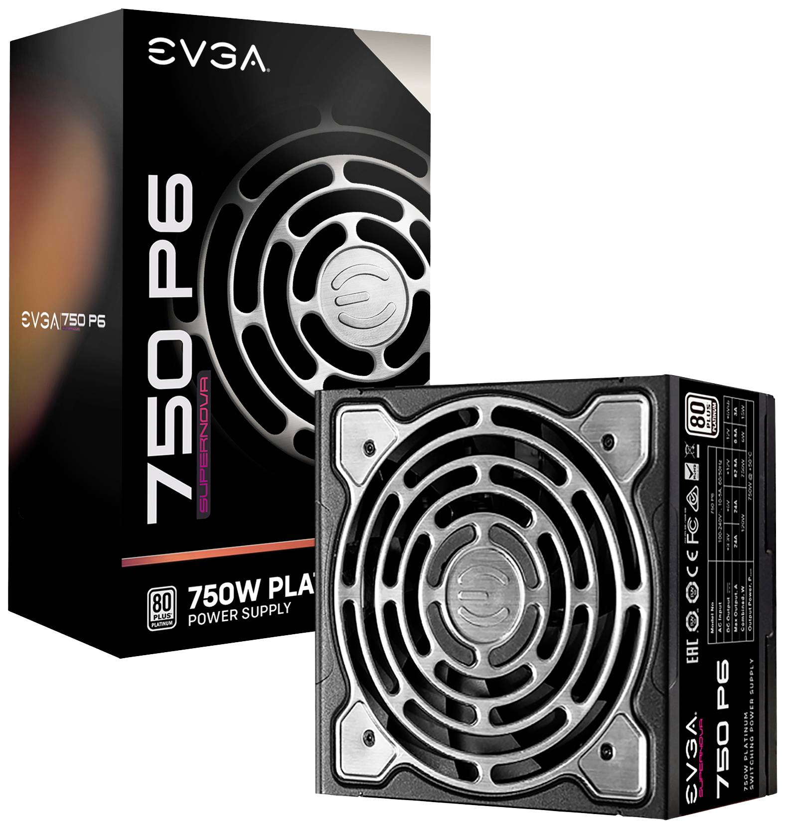 EVGA SuperNOVA 750 P6 PC nätaggregat 750 W 80PLUS® Platinum