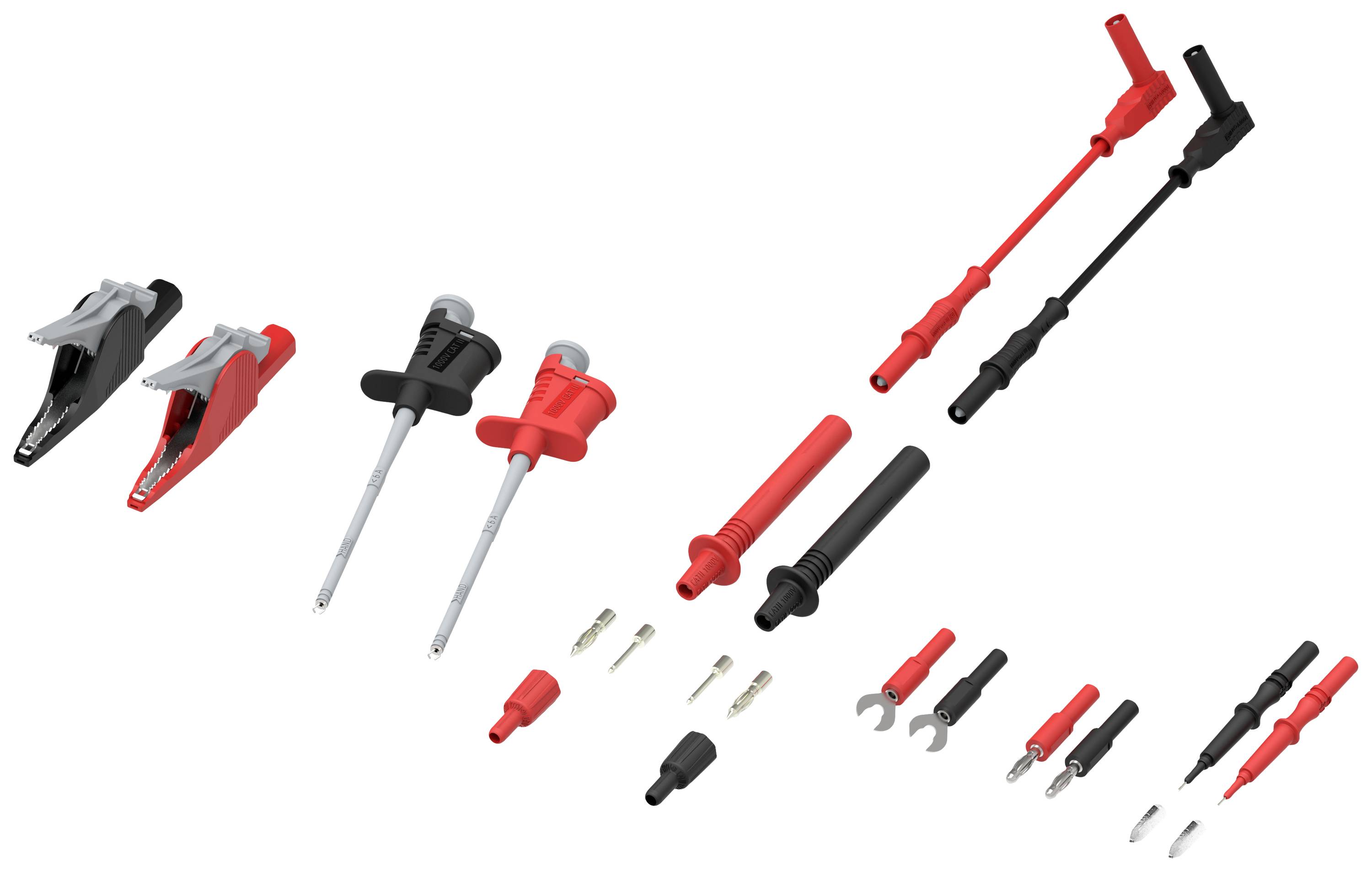 Electro PJP 426 Set med mätspetsar + mätledningar + klämhakar + adapter + krokodilklämmor