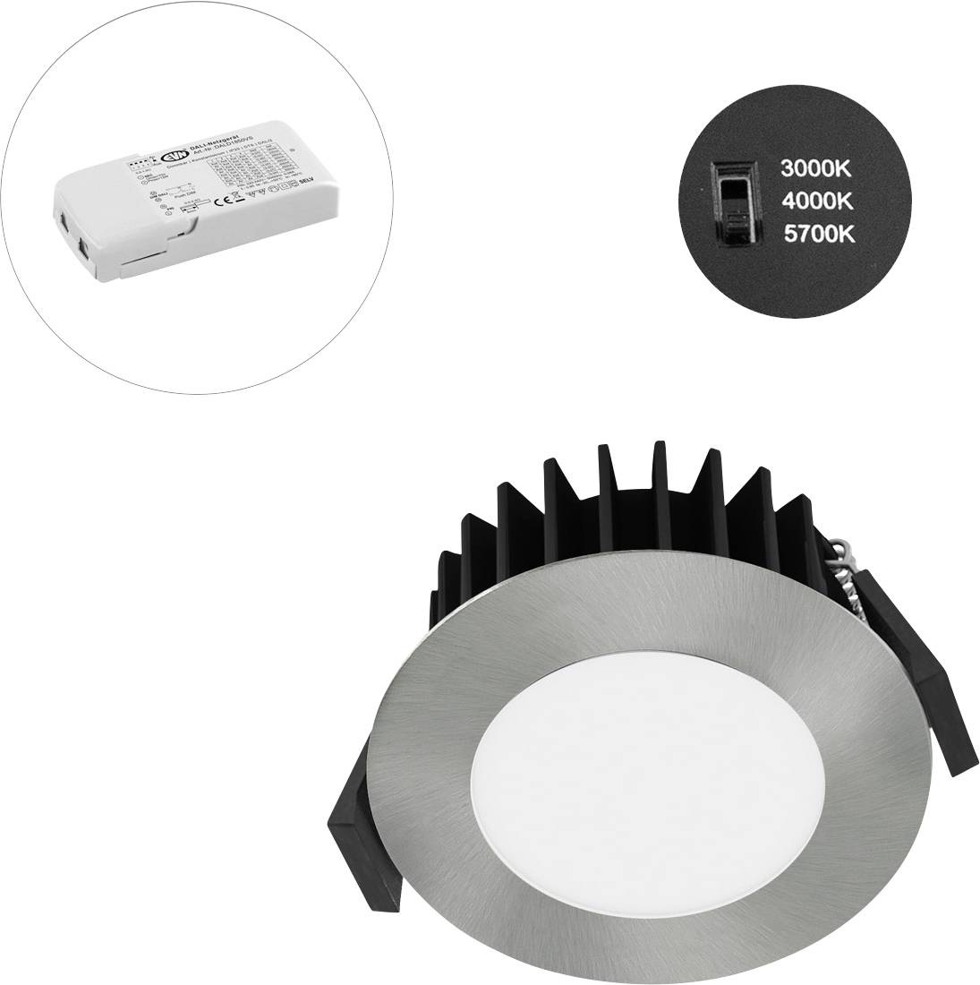 EVN L54D101325 L54D101325 LED-inbyggnadsbelysning LED LED fast installerad 10 W Krom