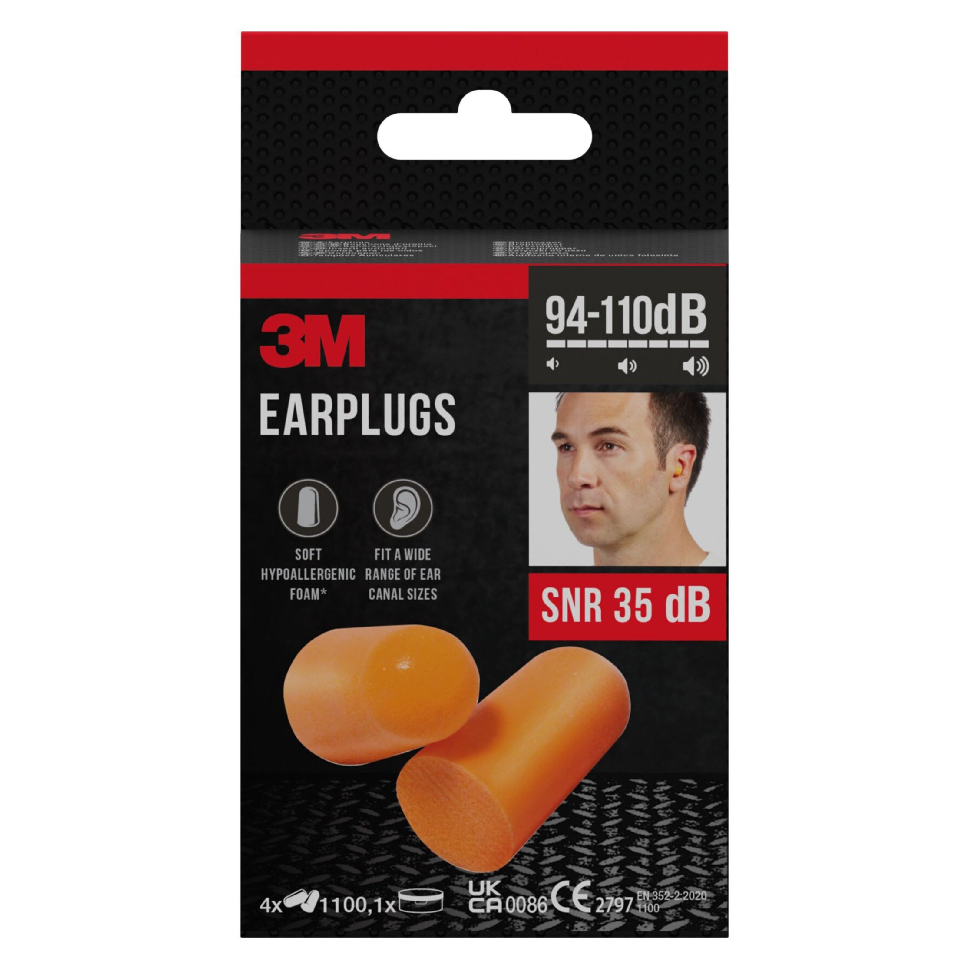 3M Hörselproppar 1100 med förvaringsask Orange