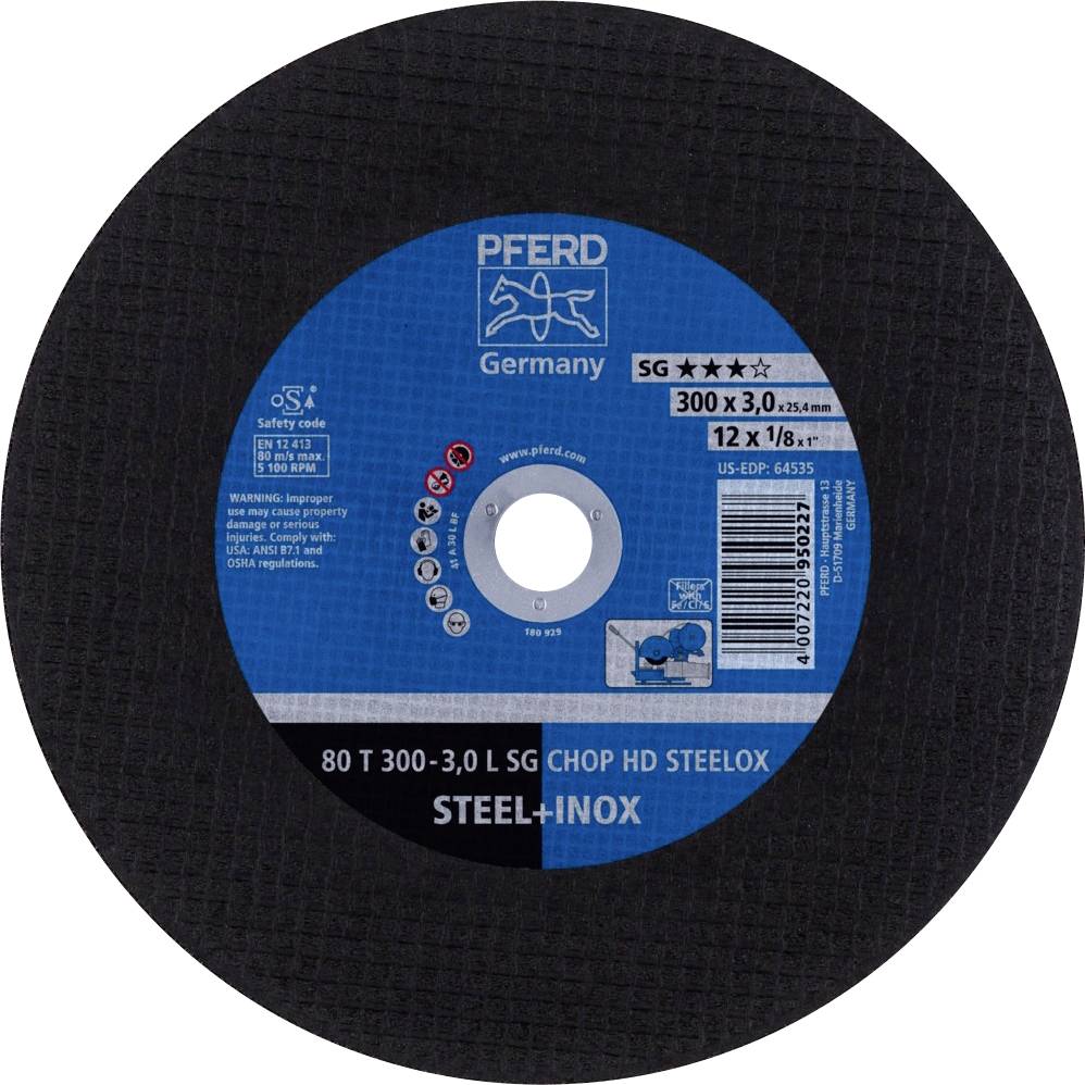 PFERD TOOLS 80 T 300-3,0 L SG CHOP HD STEELOX/25,4 66323082 Separationspår rakt 300 mm 20 st Rostfritt stål, Seghärdning