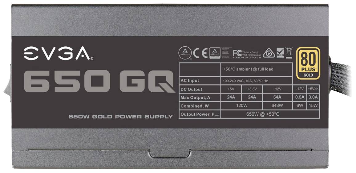 EVGA 650 GQ PC nätaggregat 650 W 80PLUS® Gold