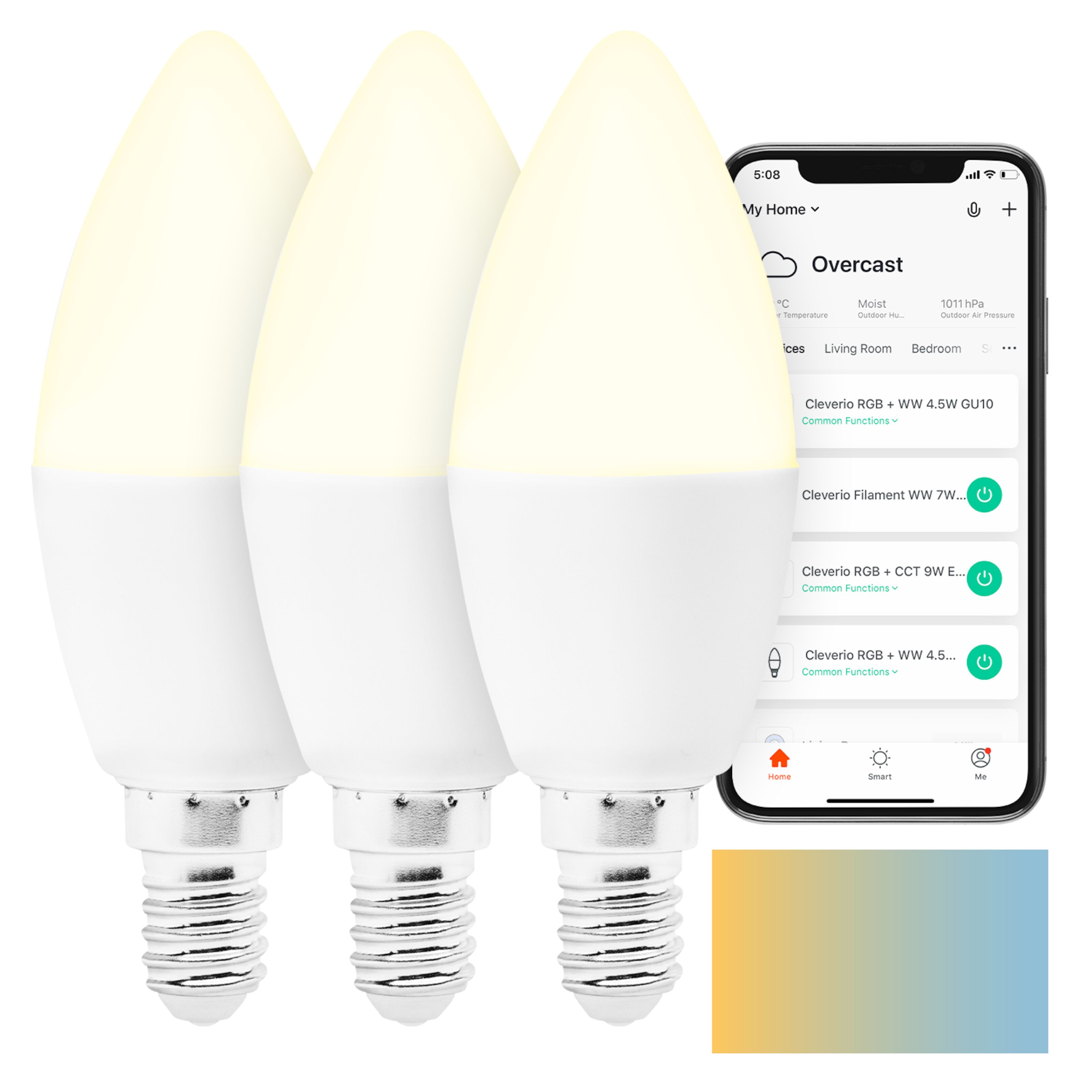 Cleverio Smart E14 LED-lampa 470 lm 3-pack