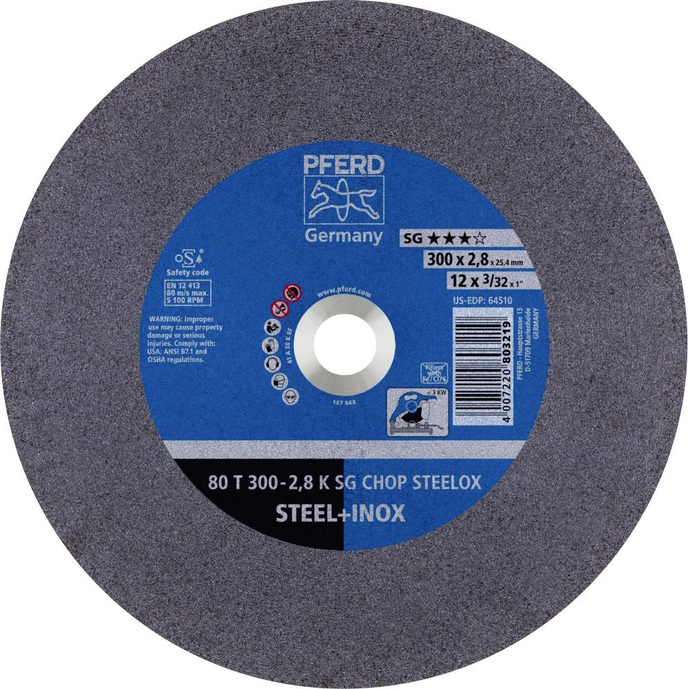 PFERD TOOLS 80 T 300-2,8 K SG CHOP STEELOX/25,4 66323052 Separationspår rakt 300 mm 20 st Rostfritt stål, Seghärdningsst