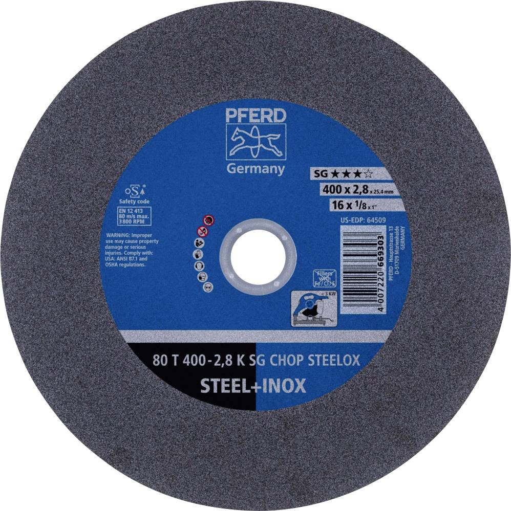PFERD TOOLS 80 T 400-2,8 K SG CHOP STEELOX/25,4 66324091 Separationspår rakt 400 mm 10 st Rostfritt stål, Seghärdningsst