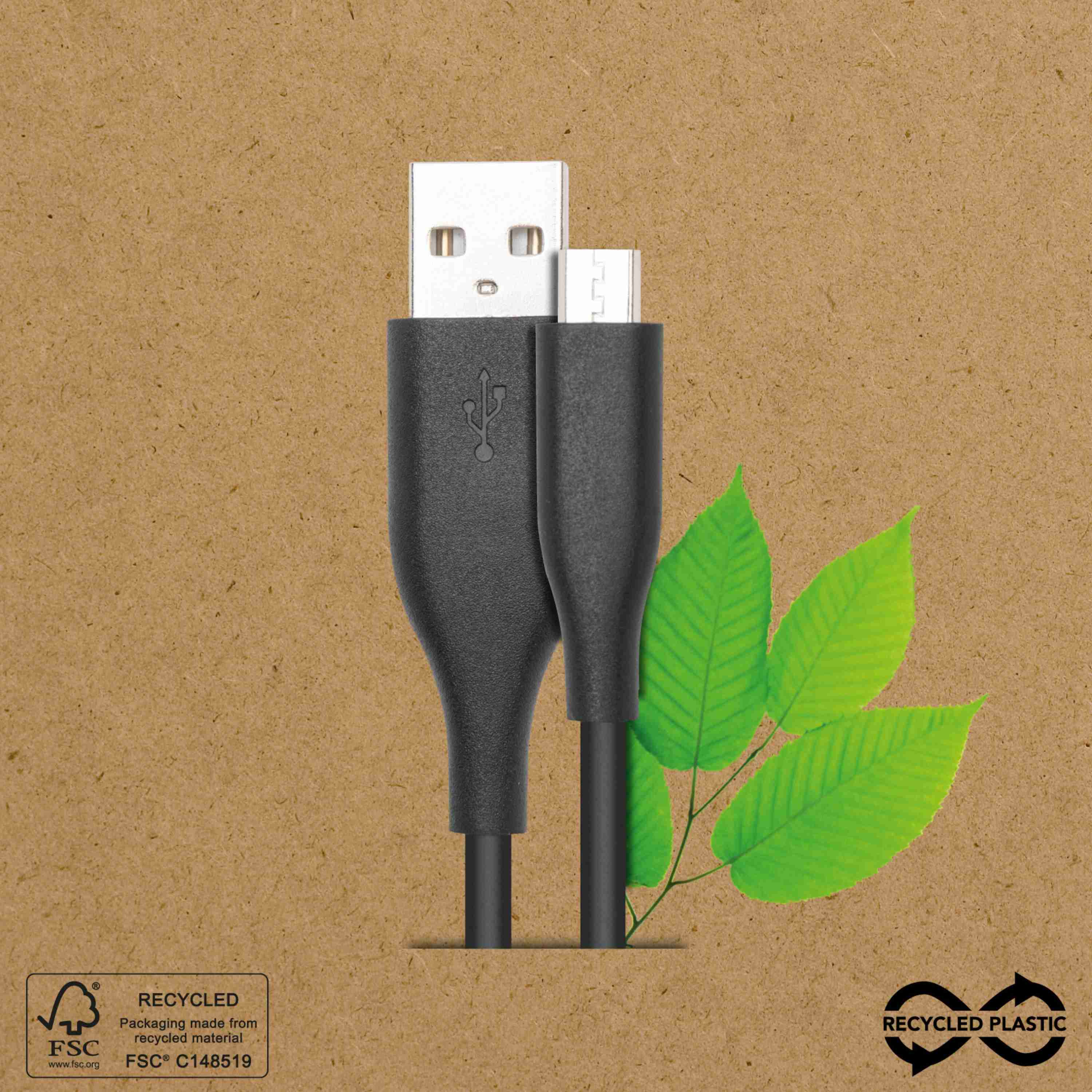 Linocell USB-A till Micro-USB-kabel av återvunnen plast