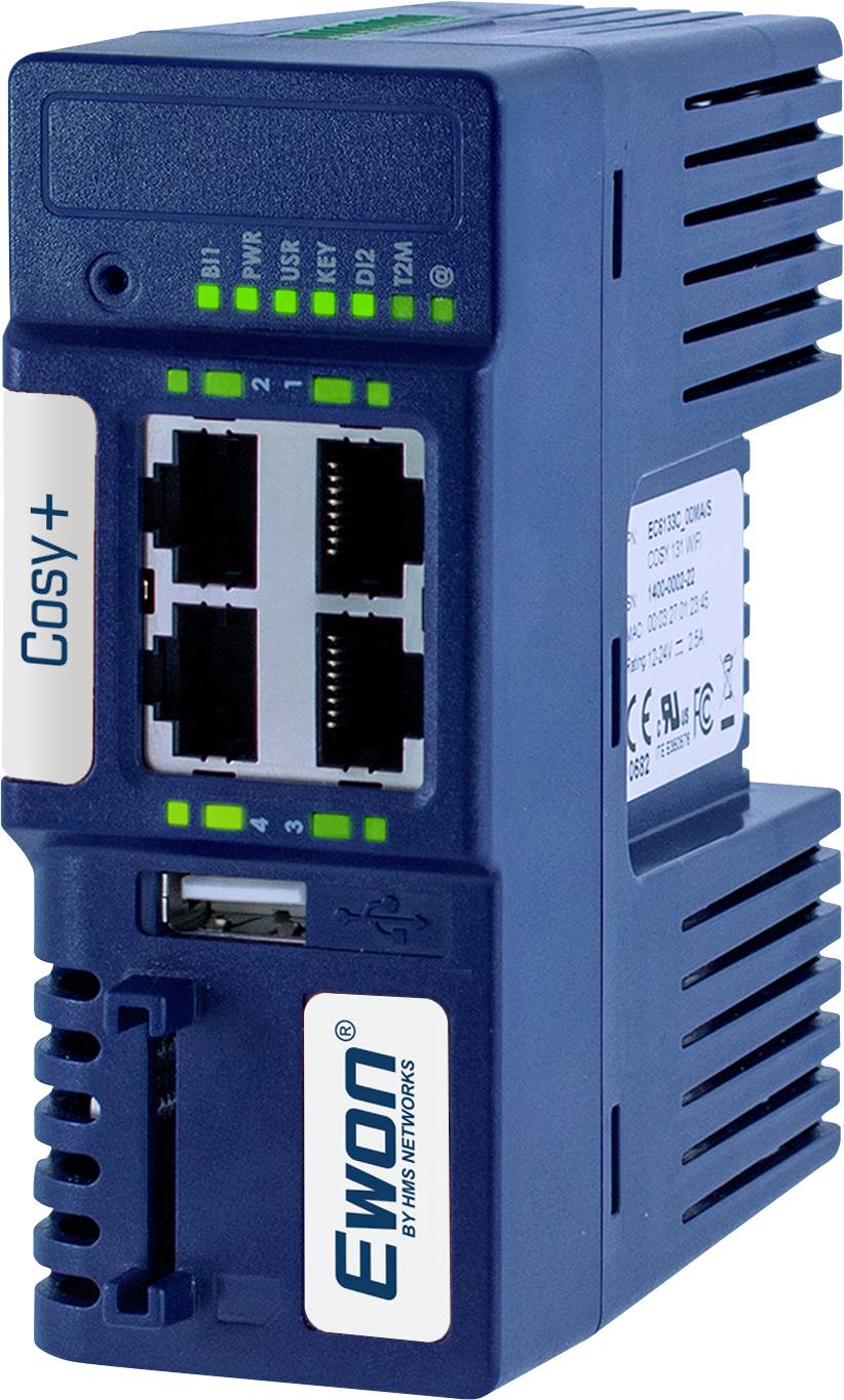 EWON EC71330_00MA HMS Industrial Router fjärrunderhåll Ethernet, USB Antal ingångar: 1 x Antal utgångar: 2 x 24 V/DC, 12