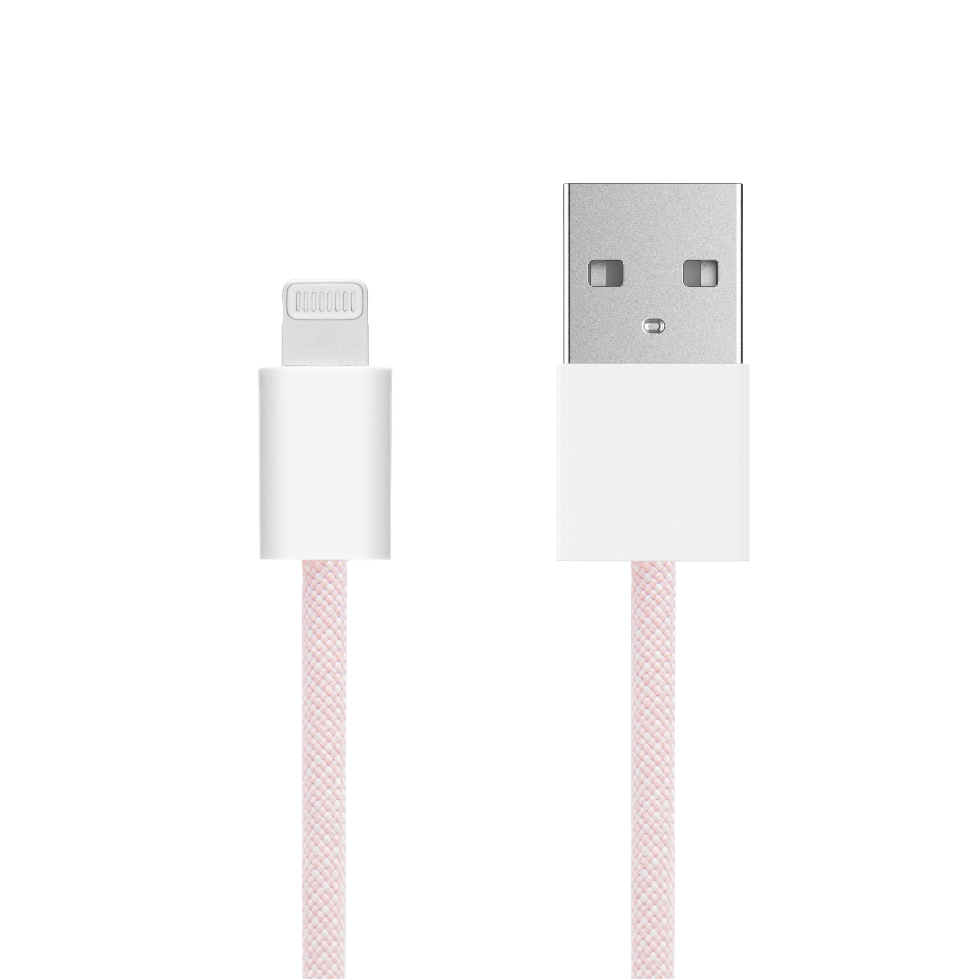 Linocell Flätad USB-A- till Lightning-kabel Rosa 1 m