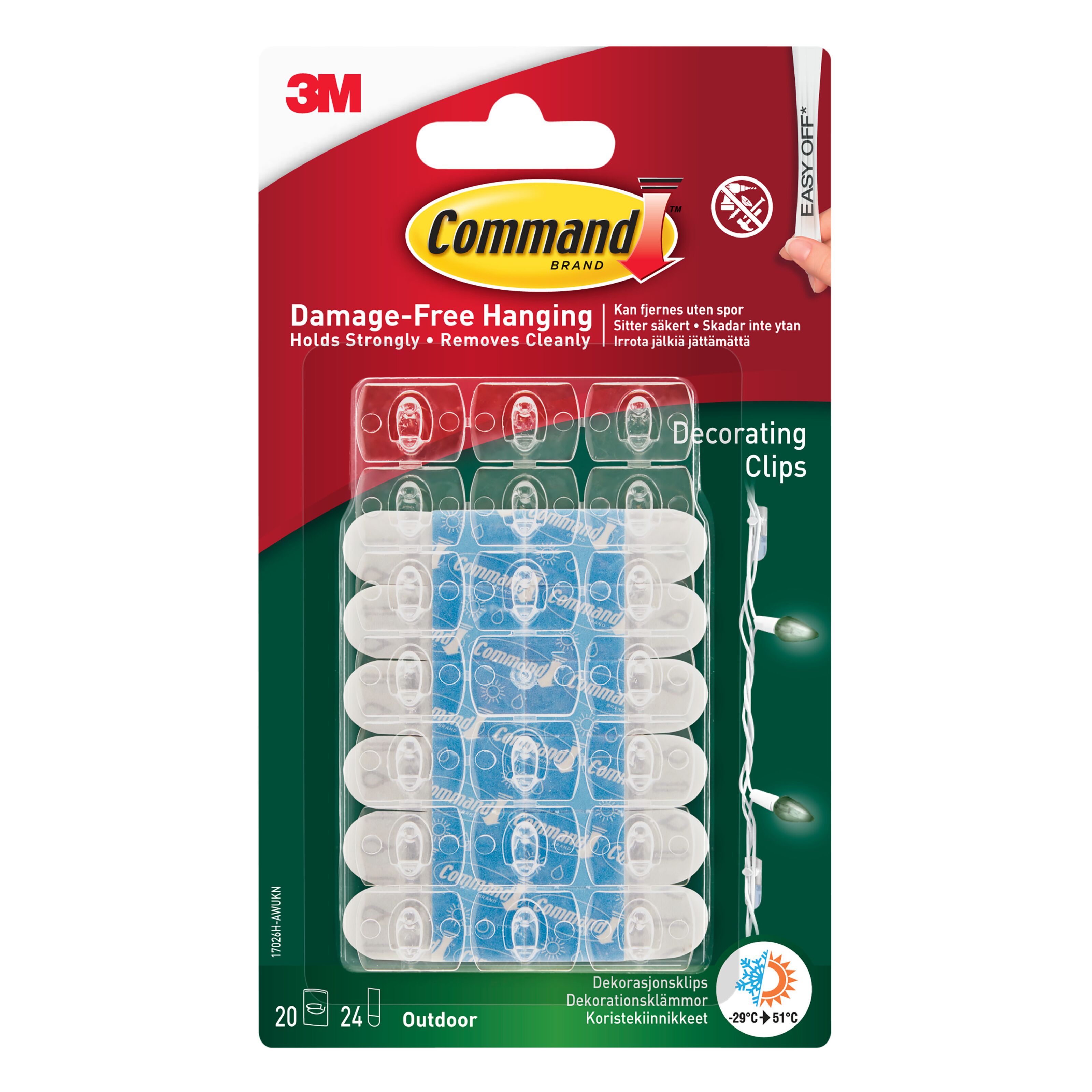 3M Command Självhäftande kabelhållare för utomhusbruk 20-pack