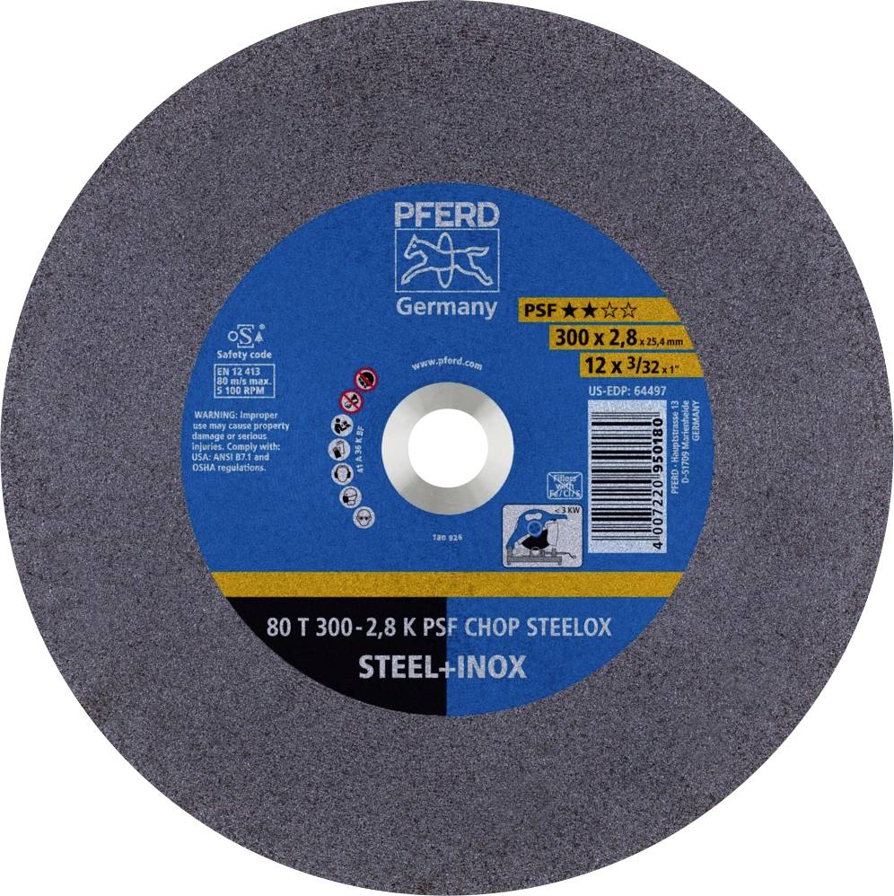 PFERD TOOLS 80 T 300-2,8 K PSF CHOP STEELOX/25,4 66323075 Separationspår rakt 300 mm 25.4 mm 20 st